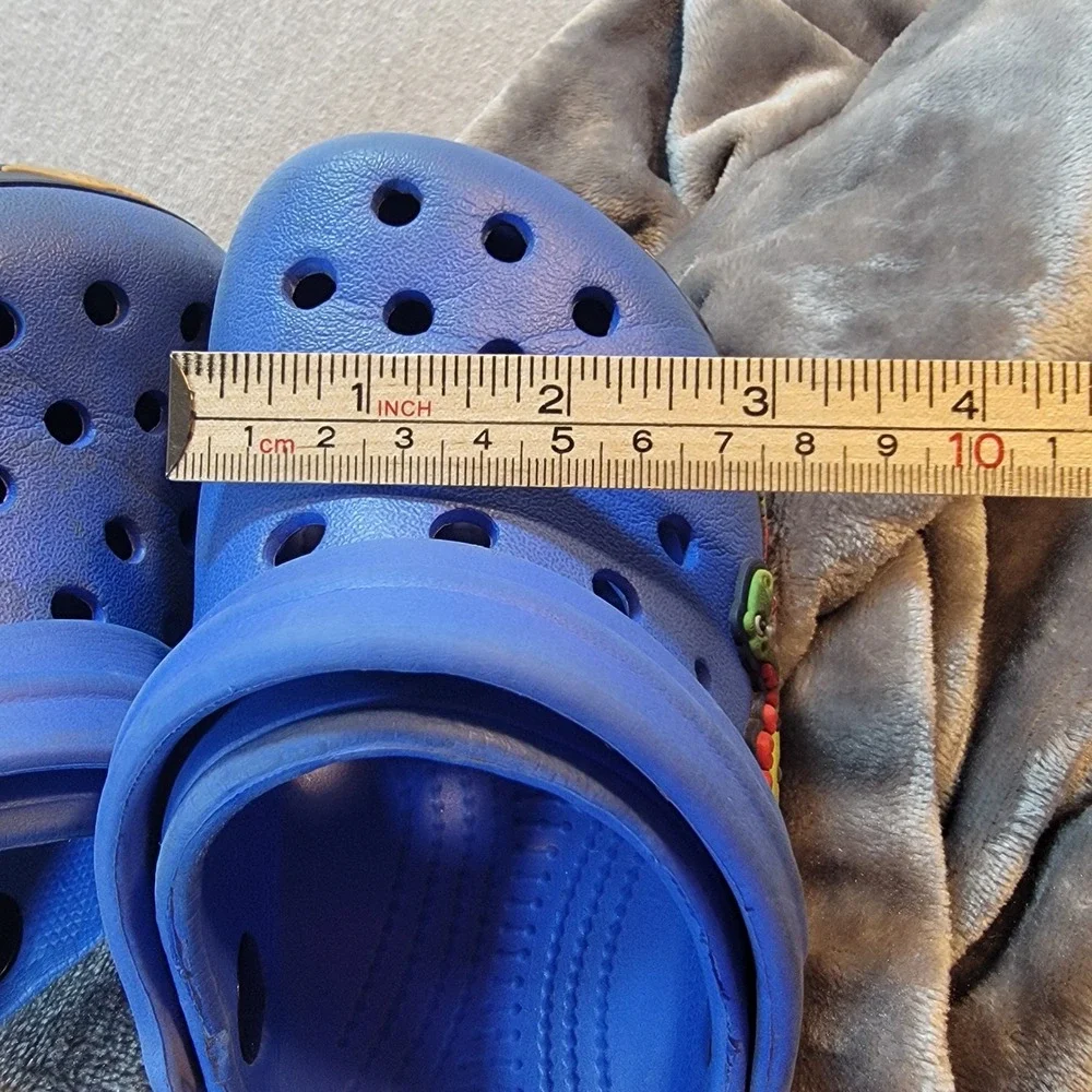Unbranded Dinosaur Clogs Kids Size 30 Blue Excellent Slip On Strap Shoes